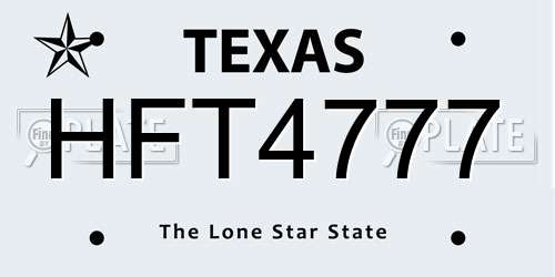 HFT4777 Texas License Plate