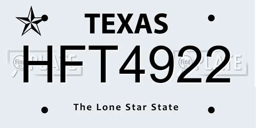 HFT4922 Texas License Plate