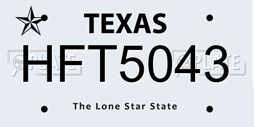 HFT5043 Texas License Plate