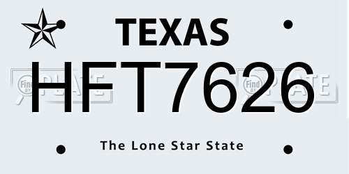 HFT7626 Texas License Plate