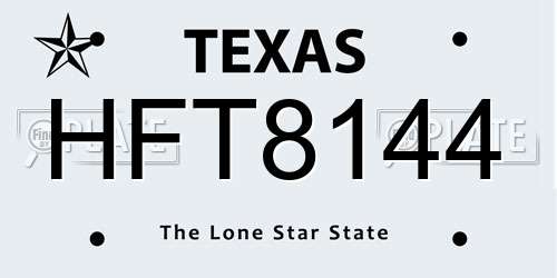 HFT8144 Texas License Plate