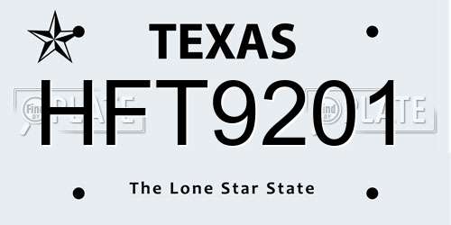 HFT9201 Texas License Plate