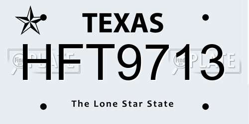 HFT9713 Texas License Plate