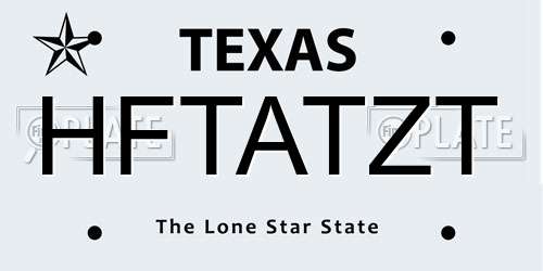 HFTATZT Texas License Plate