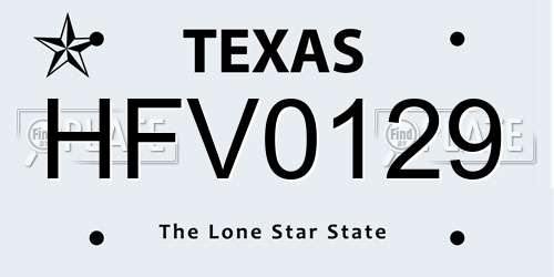 HFV0129 Texas License Plate