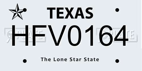 HFV0164 Texas License Plate