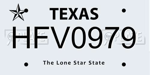 HFV0979 Texas License Plate