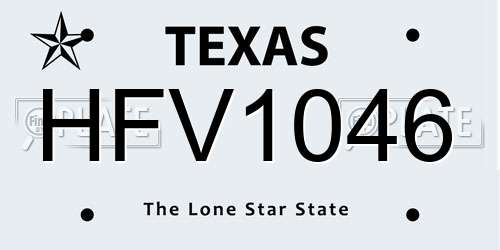 HFV1046 Texas License Plate