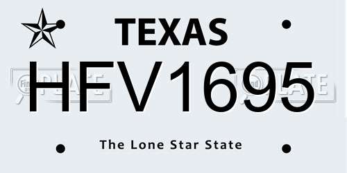 HFV1695 Texas License Plate