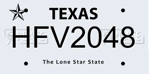 HFV2048 Texas License Plate