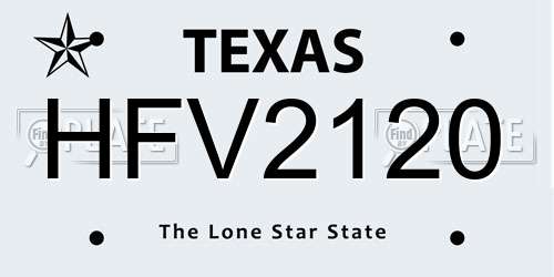 HFV2120 Texas License Plate