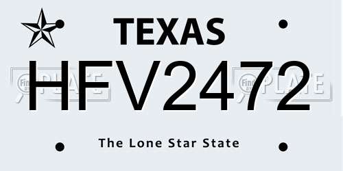 HFV2472 Texas License Plate