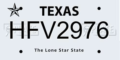 HFV2976 Texas License Plate