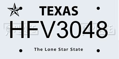 HFV3048 Texas License Plate