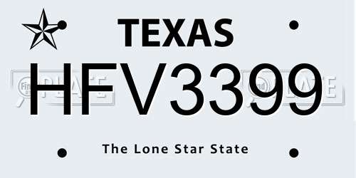 HFV3399 Texas License Plate