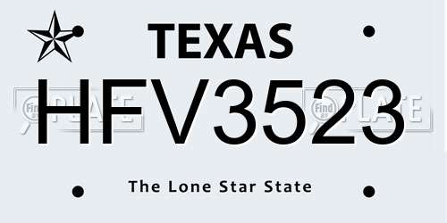 HFV3523 Texas License Plate