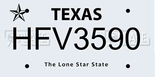 HFV3590 Texas License Plate