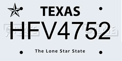 HFV4752 Texas License Plate