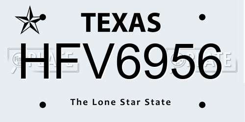 HFV6956 Texas License Plate