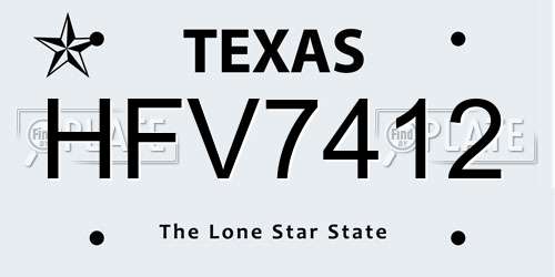 HFV7412 Texas License Plate