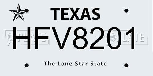 HFV8201 Texas License Plate