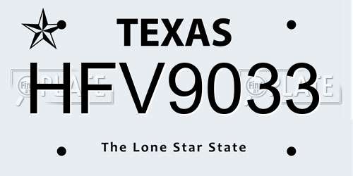 HFV9033 Texas License Plate