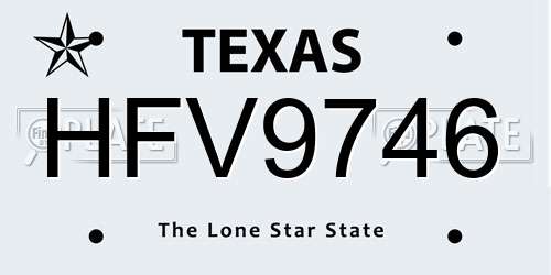 HFV9746 Texas License Plate