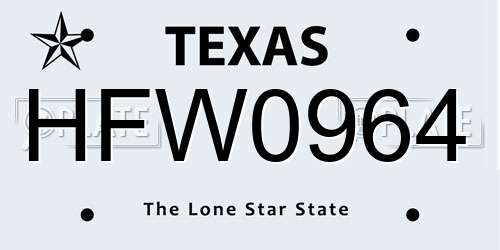 HFW0964 Texas License Plate
