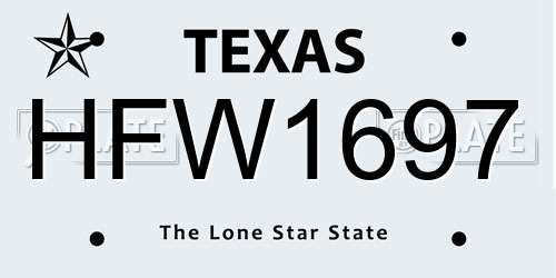 HFW1697 Texas License Plate