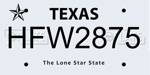HFW2875 Texas License Plate