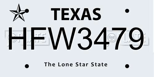 HFW3479 Texas License Plate