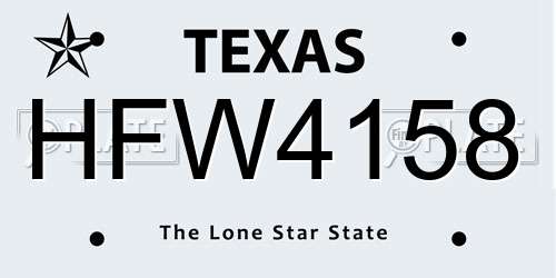 HFW4158 Texas License Plate