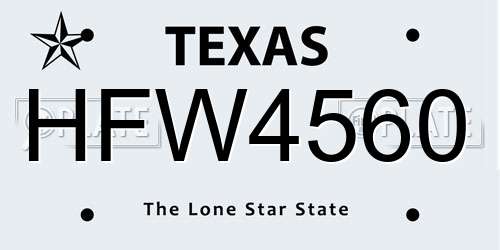 HFW4560 Texas License Plate