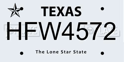 HFW4572 Texas License Plate