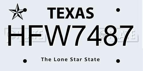 HFW7487 Texas License Plate