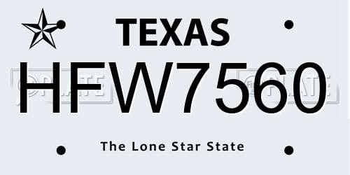 HFW7560 Texas License Plate
