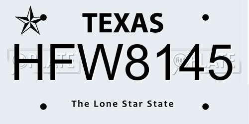 HFW8145 Texas License Plate