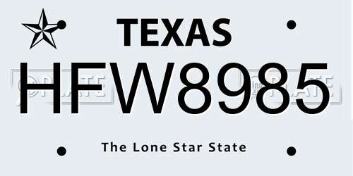HFW8985 Texas License Plate