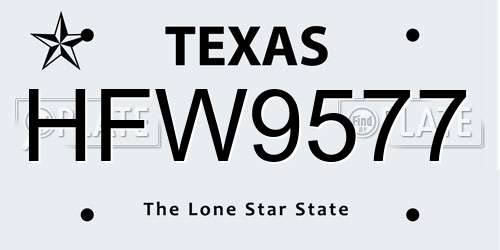HFW9577 Texas License Plate
