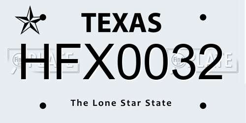 HFX0032 Texas License Plate