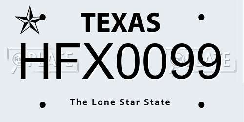 HFX0099 Texas License Plate