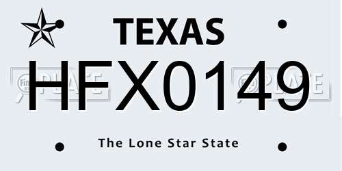 HFX0149 Texas License Plate