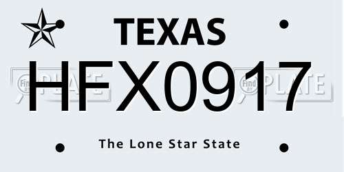 HFX0917 Texas License Plate