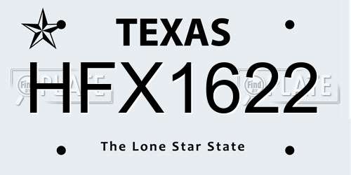 HFX1622 Texas License Plate