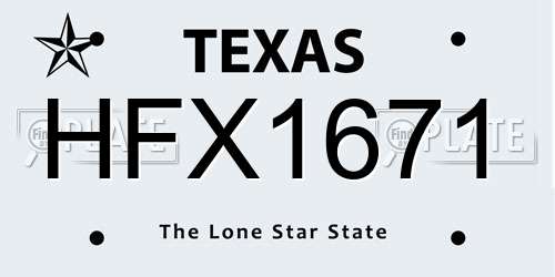 HFX1671 Texas License Plate