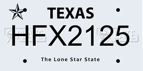 HFX2125 Texas License Plate