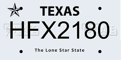 HFX2180 Texas License Plate