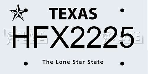 HFX2225 Texas License Plate