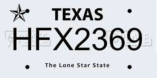 HFX2369 Texas License Plate