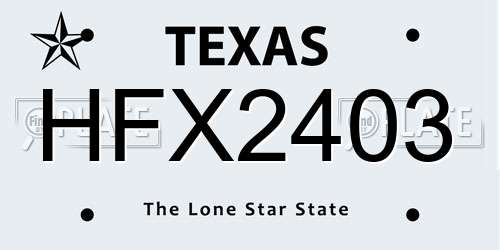 HFX2403 Texas License Plate